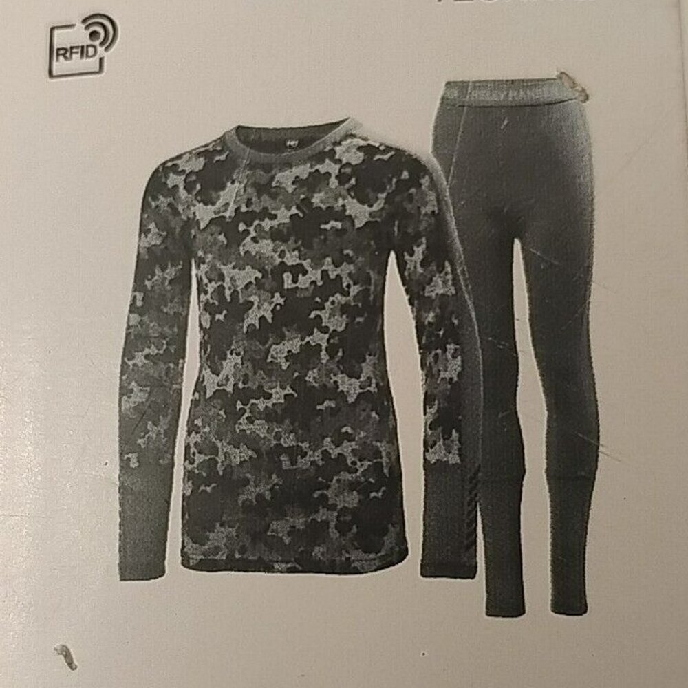 HELLY HANSEN 100% Merino Wool Base layer Set Junior top/Bottom 176/16 W/ RFID